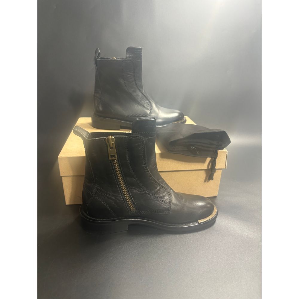 Zadig & Voltaire NIB Laureen High Silk Leather Bootie In Noir/Black FR36/US5